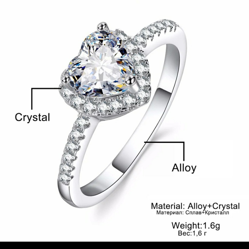 Silver color fashion crystal heart shaped wedding - Picture 1 of 6